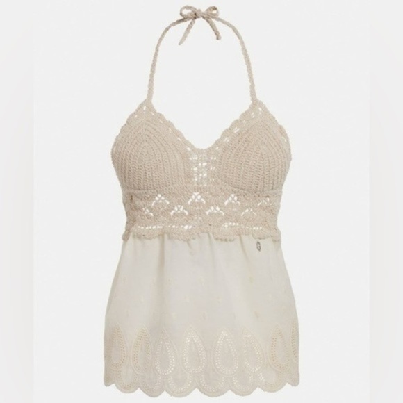 NEW! Guess Crochet Grace Cotton Halter Top Size Large - Picture 3 of 16